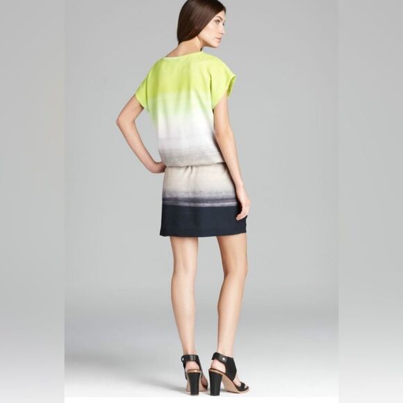 Diane Von Furstenberg Tara Drop-Waist Ombre Dress.green, gray,black,size 8 - Picture 1 of 10